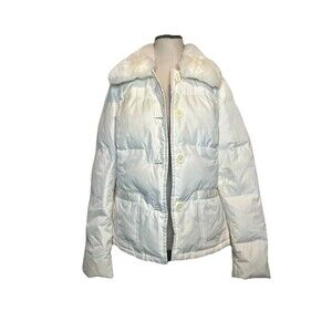 Ann Taylor Loft Vtg Y2k Down Puffer Jacket Removable Furry Collar‎ Women Size S
